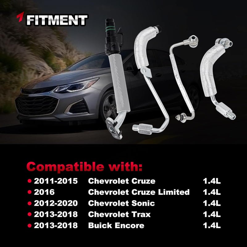 TEMSONE 1.4L Turbo Oil Return Drain Line & Oil Feed Pipe Tube Compatible with 2011-2015 Chevy Cruze, 2012-2020 Sonic, 2013-2018 Trax, 2013-2018 Buick Encore, Turbocharger Line Replace# 667-023 55587854 - Image 2